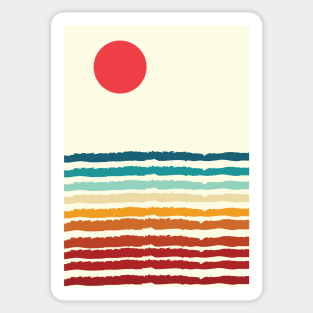 Abstract Minimalist Retro Sea Shore Sunset Beach Landscape Graphic Illustration Sticker